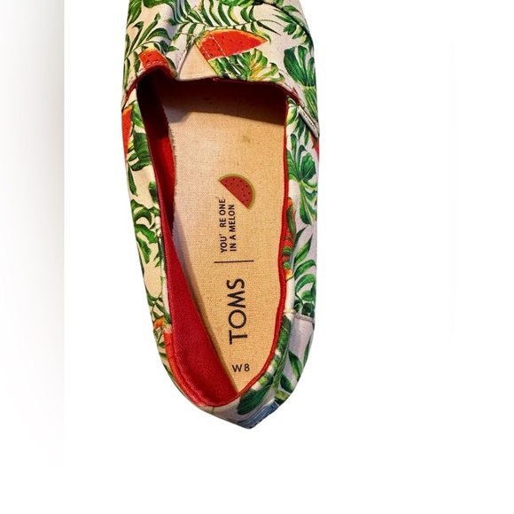TOMS Classic Spanish Villa Watermelon Palms Print Womens Espadrilles Size W8 - Picture 7 of 7